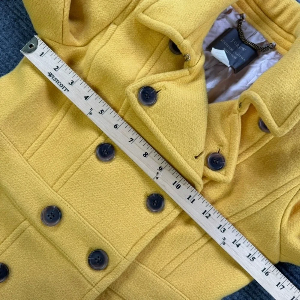 J.Crew Stadium Cloth Nello Gori Yellow Wool Blend Pea Coat Jacket Womens 0 - Picture 10 of 13
